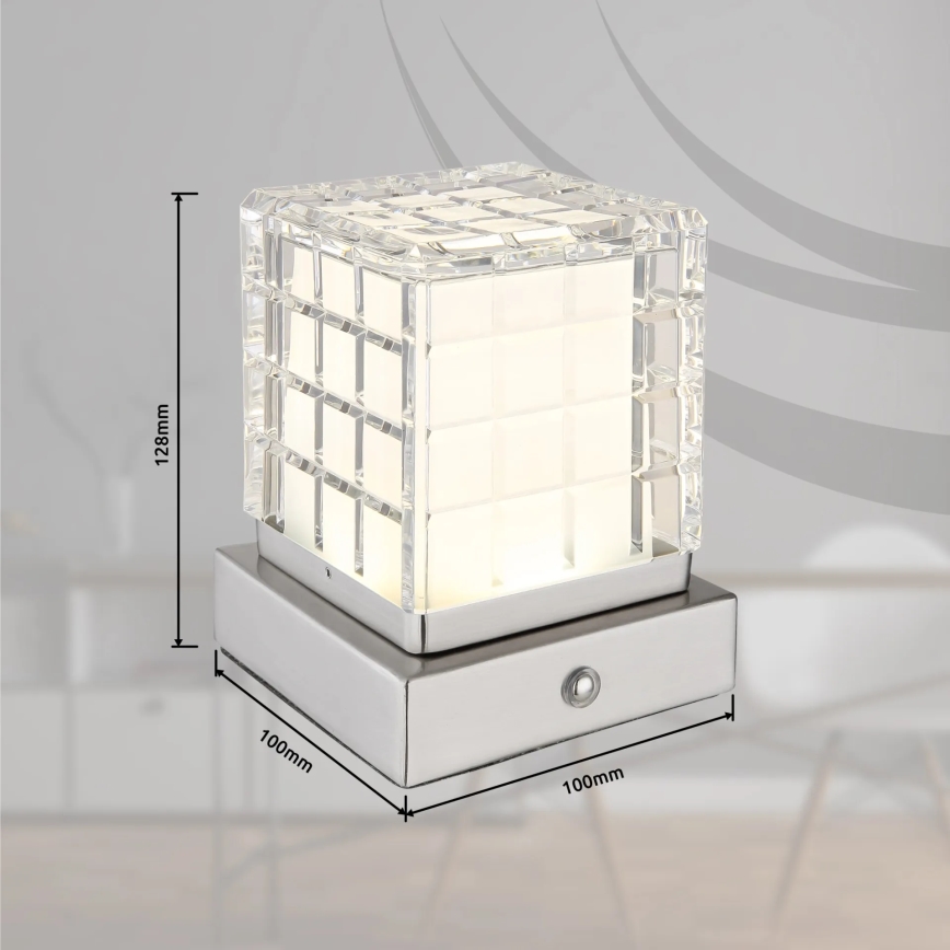 Globo - LED Stmievateľná dotyková stolná lampa LED/2,5W/3,7V 2700K/4000K/6500K 1800 mAh USB matný chróm