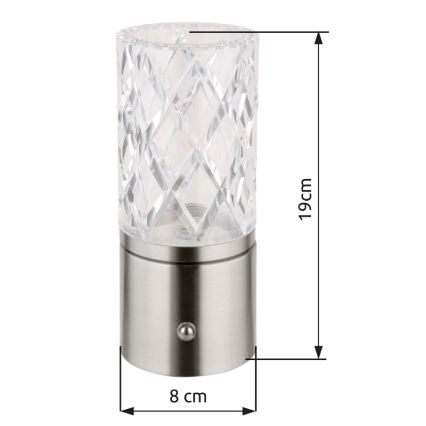 Globo - LED Stmievateľná dotyková stolná lampa LED/2,5W/3,7V 2700K/4000K/6500K 1800 mAh USB matný chróm