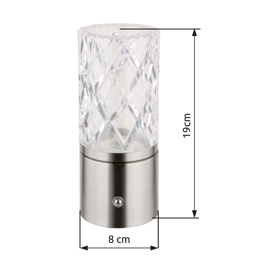 Globo - LED Stmievateľná dotyková stolná lampa LED/2,5W/3,7V 2700K/4000K/6500K 1800 mAh USB matný chróm
