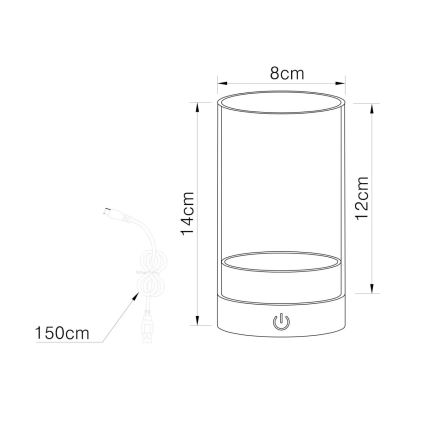 Globo - LED Vonkajšia stmievateľná nabíjacia dotyková stolná lampa LED/2W/3,7V 2700/4000/6500K 1200mAh IP44 hnedá