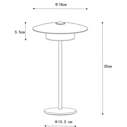 Globo - LED Vonkajšia nabíjacia dotyková stolná lampa LED/3W/3,7V 1800/2700/3000K IP44 1800 mAh šedá