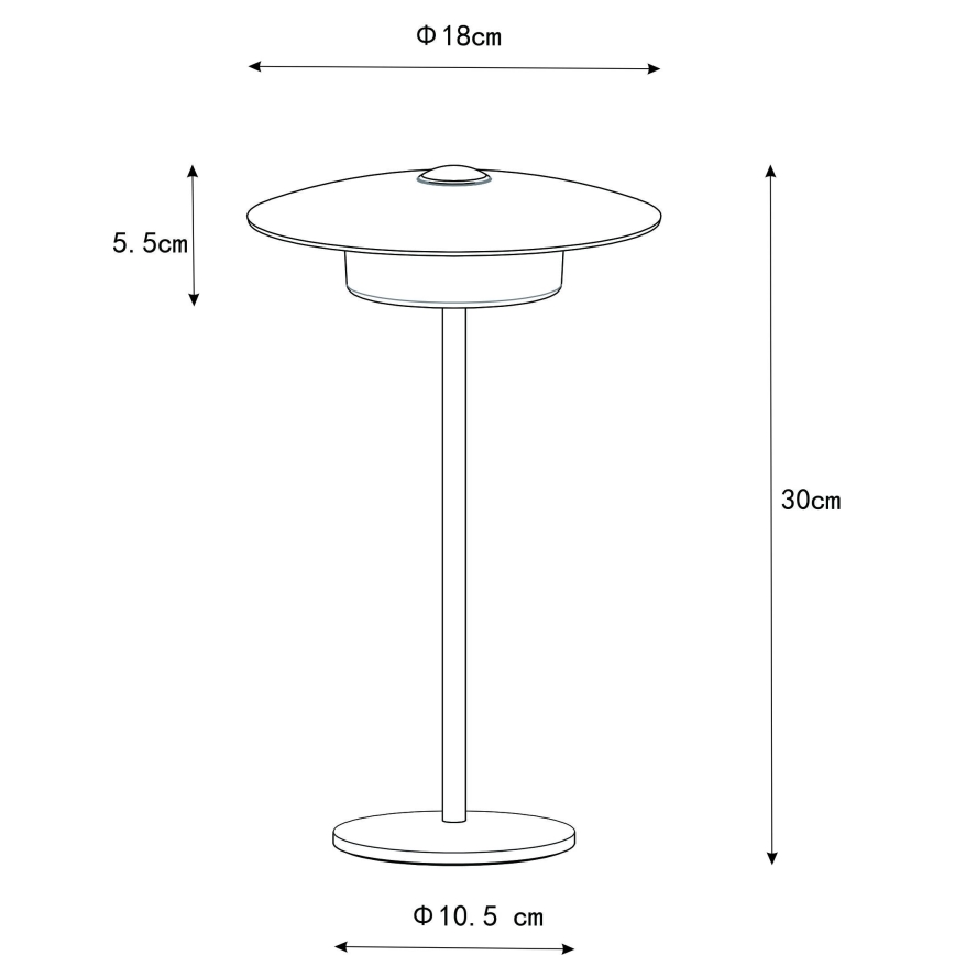 Globo - LED Vonkajšia nabíjacia dotyková stolná lampa LED/3W/3,7V 1800/2700/3000K IP44 1800 mAh čierna