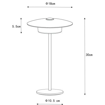 Globo - LED Vonkajšia nabíjacia dotyková stolná lampa LED/3W/3,7V 1800/2700/3000K IP44 1800 mAh biela