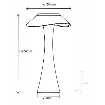 Globo - LED Stmievateľná nabíjacia stolná lampa LED/2,5W/3,7V 1200mAh 2700K/4500K/6500K zlatá