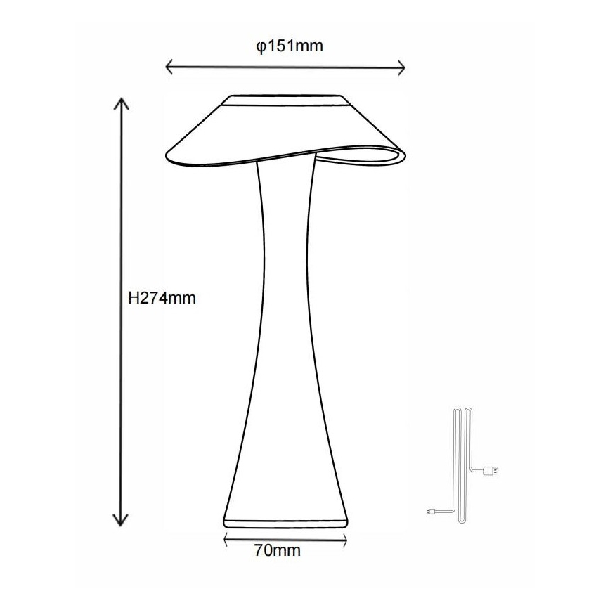 Globo - LED Stmievateľná nabíjacia stolná lampa LED/2,5W/3,7V 1200mAh 2700K/4500K/6500K zlatá