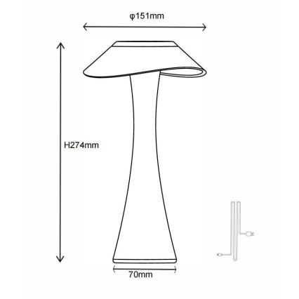 Globo - LED Stmievateľná nabíjacia stolná lampa LED/2,5W/3,7V 1200mAh 2700K/4500K/6500K biela