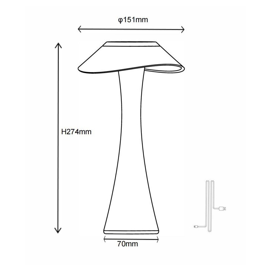 Globo - LED Stmievateľná nabíjacia stolná lampa LED/2,5W/3,7V 1200mAh 2700K/4500K/6500K biela