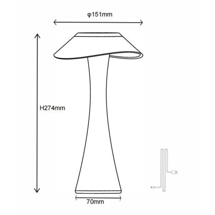 Globo - LED Stmievateľná nabíjacia stolná lampa LED/2,5W/3,7V 1200mAh 2700K/4500K/6500K čierna