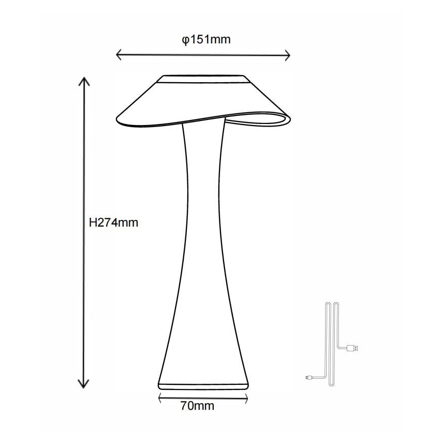 Globo - LED Stmievateľná nabíjacia stolná lampa LED/2,5W/3,7V 1200mAh 2700K/4500K/6500K čierna