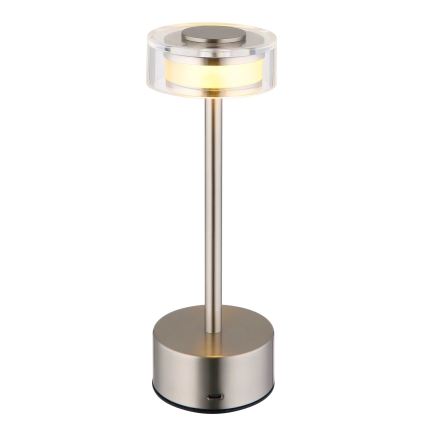 Globo - LED Stmievateľná nabíjacia dotyková stolná lampa LED/2,5W/3,7V 2700/4000/6500K 1800mAh matný chróm