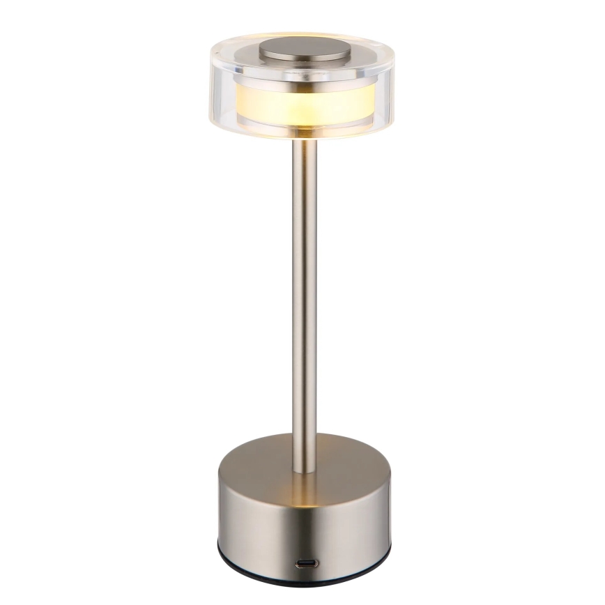 Globo - LED Stmievateľná nabíjacia dotyková stolná lampa LED/2,5W/3,7V 2700/4000/6500K 1800mAh matný chróm