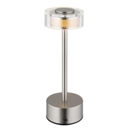 Globo - LED Stmievateľná nabíjacia dotyková stolná lampa LED/2,5W/3,7V 2700/4000/6500K 1800mAh matný chróm