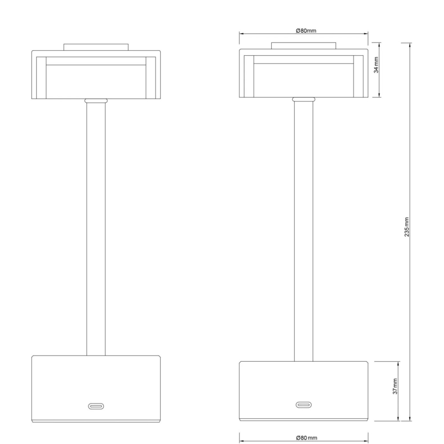 Globo - LED Stmievateľná nabíjacia dotyková stolná lampa LED/2,5W/3,7V 2700/4000/6500K 1800mAh matný chróm