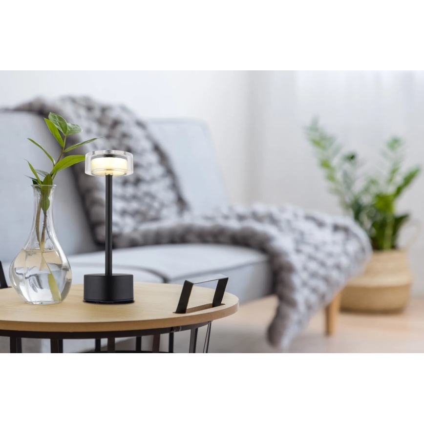 Globo - LED Stmievateľná nabíjacia dotyková stolná lampa LED/2,5W/3,7V 2700/4000/6500K 1800mAh čierna