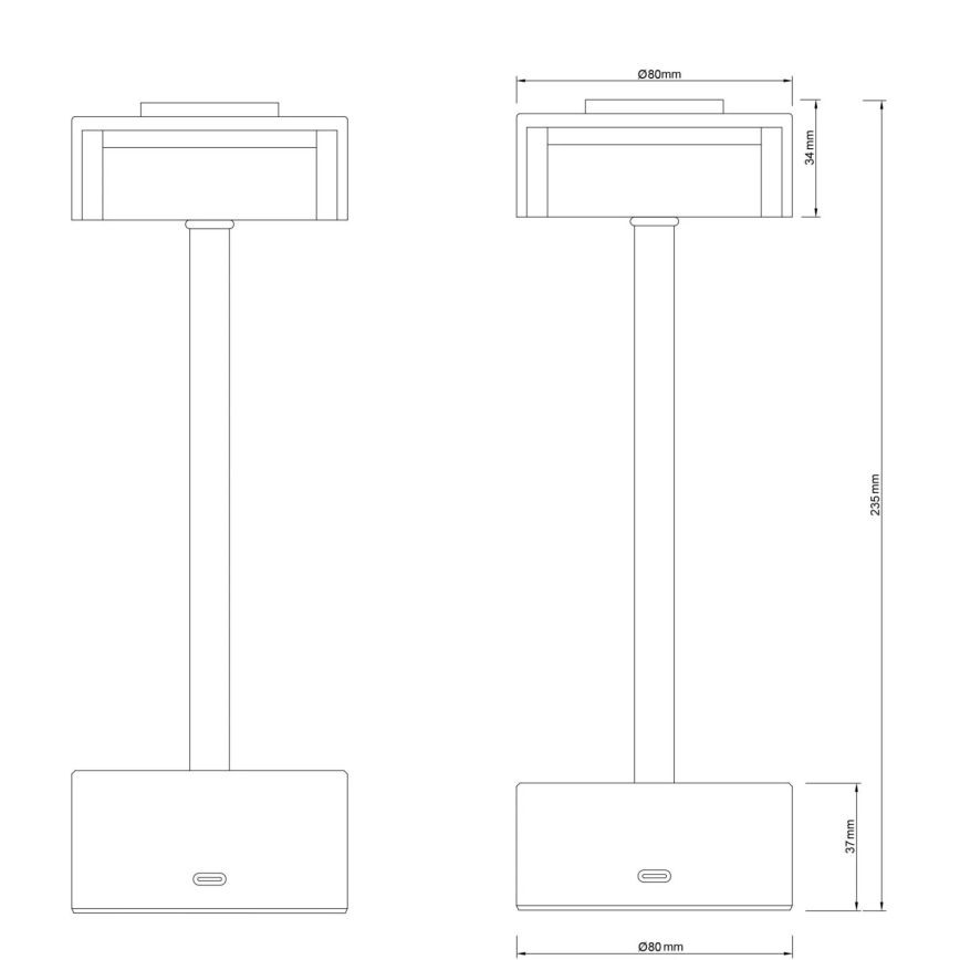 Globo - LED Stmievateľná nabíjacia dotyková stolná lampa LED/2,5W/3,7V 2700/4000/6500K 1800mAh čierna