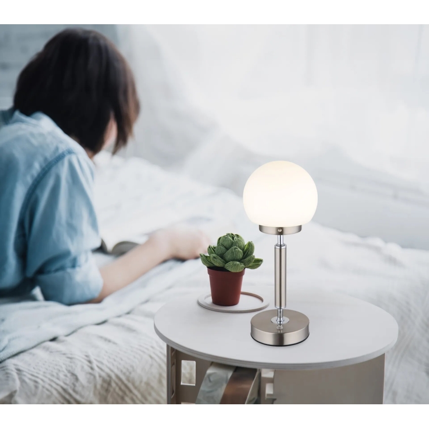 Globo - LED Stmievateľná nabíjacia dotyková stolná lampa LED/2,5W/5V 1800mAh 2700/4000/6500K matný chróm