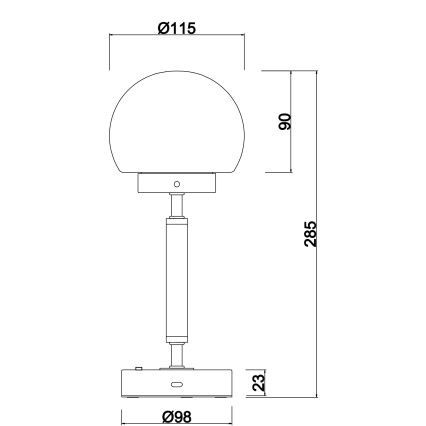 Globo - LED Stmievateľná nabíjacia dotyková stolná lampa LED/2,5W/5V 1800mAh 2700/4000/6500K matný chróm