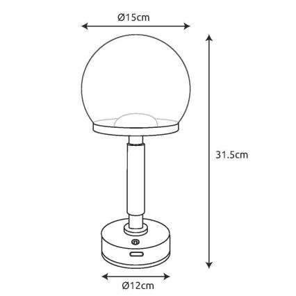 Globo - LED Stmievateľná nabíjacia dotyková stolná lampa LED/2,5W/5V 1800mAh 2700/4000/6500K čierna
