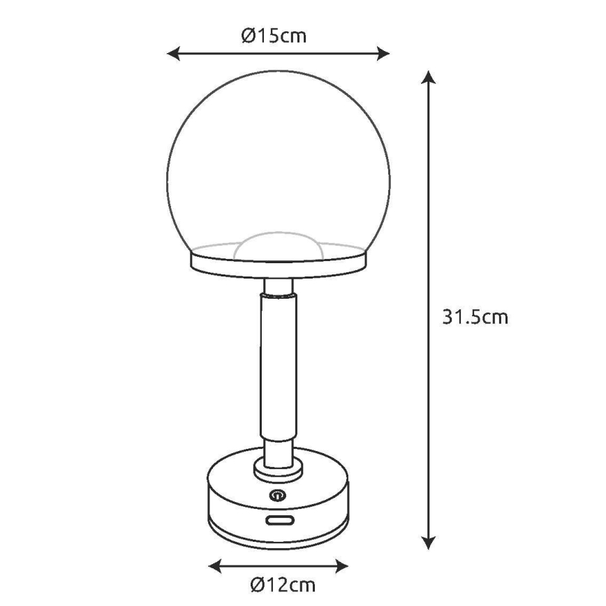 Globo - LED Stmievateľná nabíjacia dotyková stolná lampa LED/2,5W/5V 1800mAh 2700/4000/6500K čierna