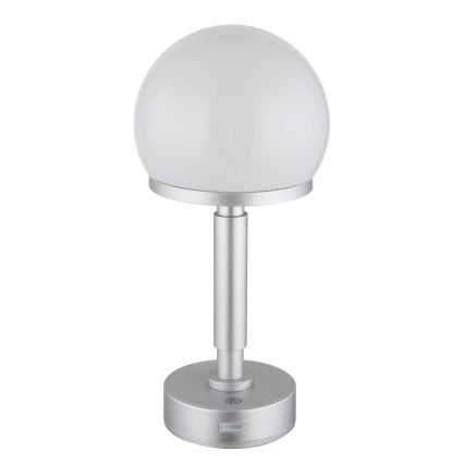 Globo - LED Stmievateľná nabíjacia dotyková stolná lampa LED/2,5W/5V 1800mAh 2800K strieborná