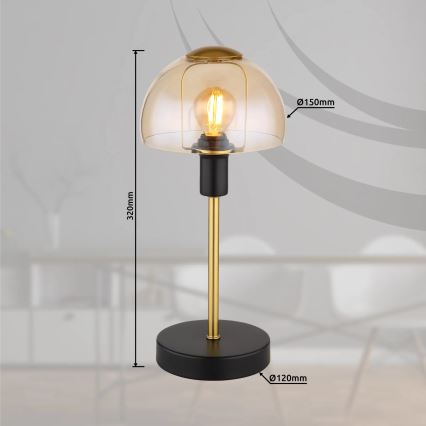 Globo - Stolný dotyková lampa 1xE14/25W/230V čierna/zlatá