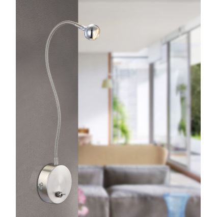 Globo - LED Flexibilná lampička LED/3W/230V lesklý chróm