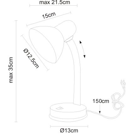 Globo - Stolná lampa 1xE27/40W/230V čierna