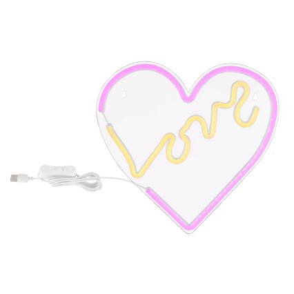 Globo - LED Neónová nástenná dekorácia LED/3W/USB srdce
