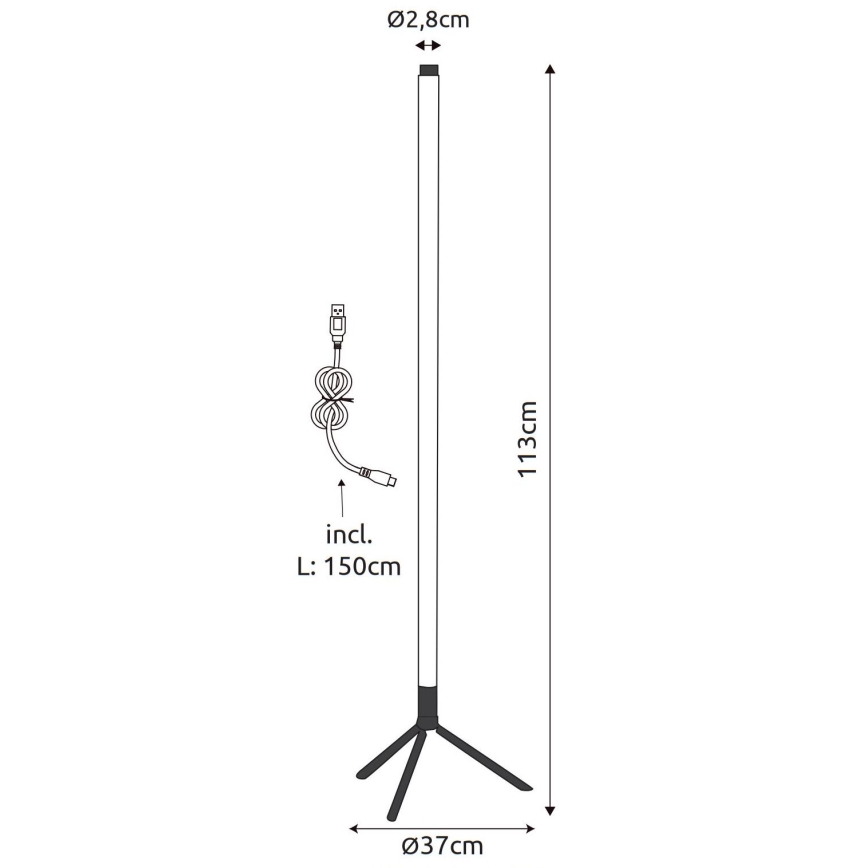Globo - LED RGB Stmievateľná stojacia lampa LED/7W/5V + diaľkové ovládanie