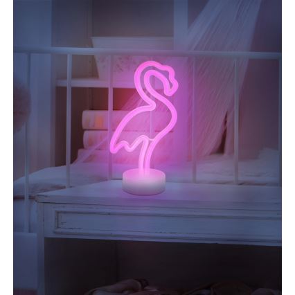 Globo - LED Neónová stolná dekorácia LED/2W/3xAA plameniak