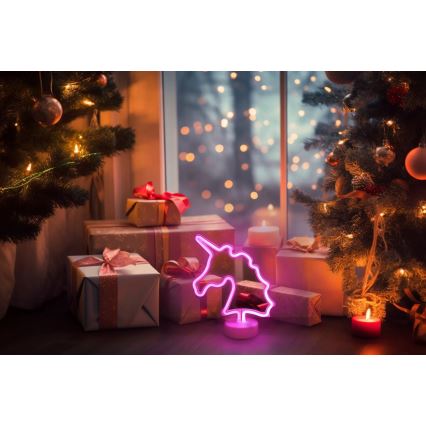 Globo - LED Neónová stolná dekorácia LED/2W/3xAA jednorožec