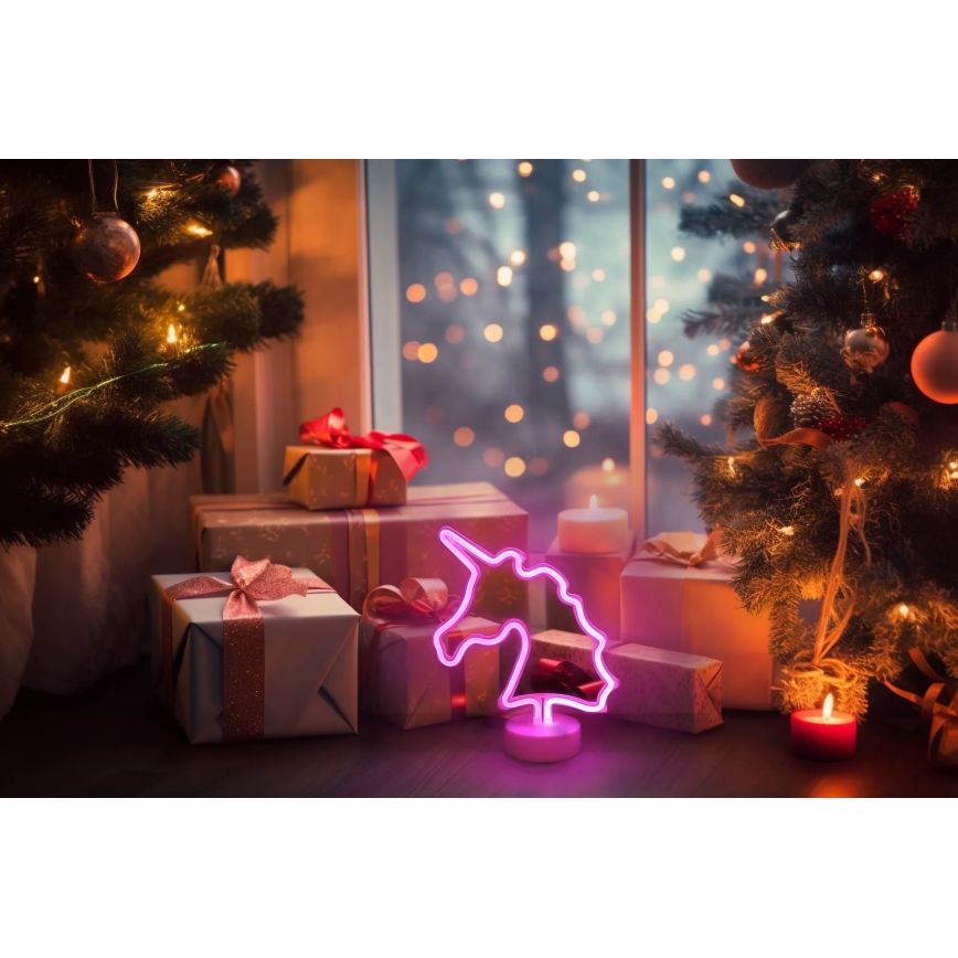 Globo - LED Neónová stolná dekorácia LED/2W/3xAA jednorožec