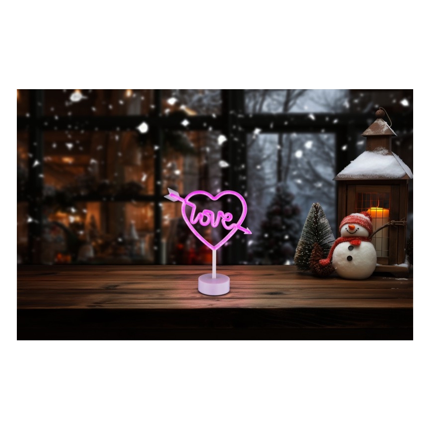 Globo - LED Neónová stolný dekorácia LED/2W/3xAA srdce