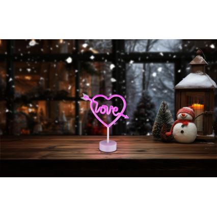 Globo - LED Neónová stolný dekorácia LED/2W/3xAA srdce