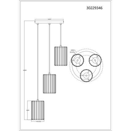Globo - Luster na lanku 3xE27/60W/230V pr. 35 cm