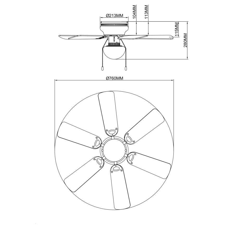 Globo - Stropný ventilátor 1xE27/60W/230V