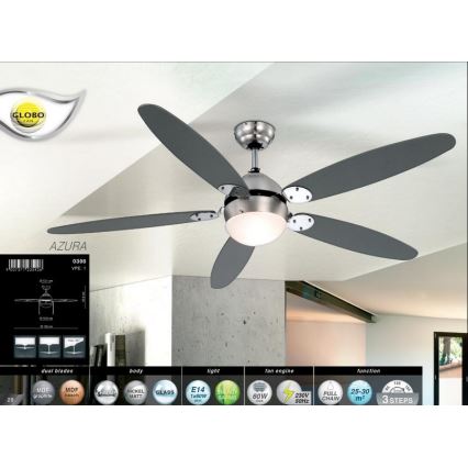 GLOBO 0308 - Stropní ventilátor AZURA 1xE14/60W/230V