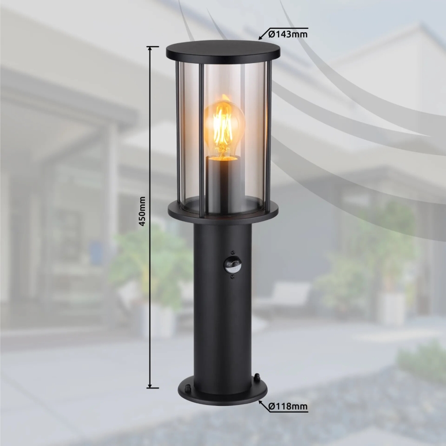 Globo - Vonkajšia lampa so senzorom 1xE27/60W/230V IP54 45cm