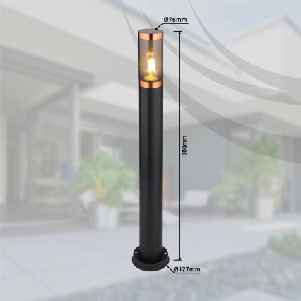 Globo - Vonkajšia lampa 1xE27/23W/230V IP44 80 cm čierna/meď