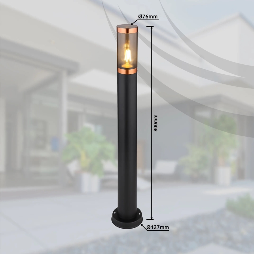 Globo - Vonkajšia lampa 1xE27/23W/230V IP44 80 cm čierna/meď