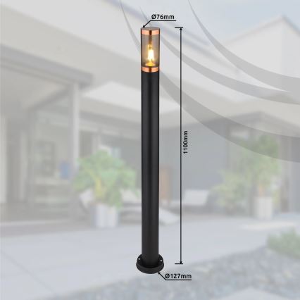 Globo - Vonkajšia lampa 1xE27/23W/230V IP44 110 cm čierna/meď