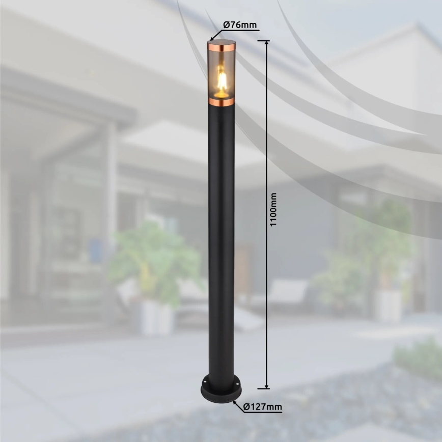 Globo - Vonkajšia lampa 1xE27/23W/230V IP44 110 cm čierna/meď
