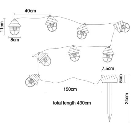 Globo - LED Solárna dekoratívna svietidlo 8xLED/3,2V IP44 200 mAh
