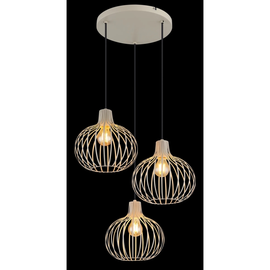 Globo - závesný luster na lanku 3xE27/40W/230V béžový