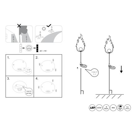 Globo - LED Solárne svietidlo LED/0,04W/3V IP44 600 mAh