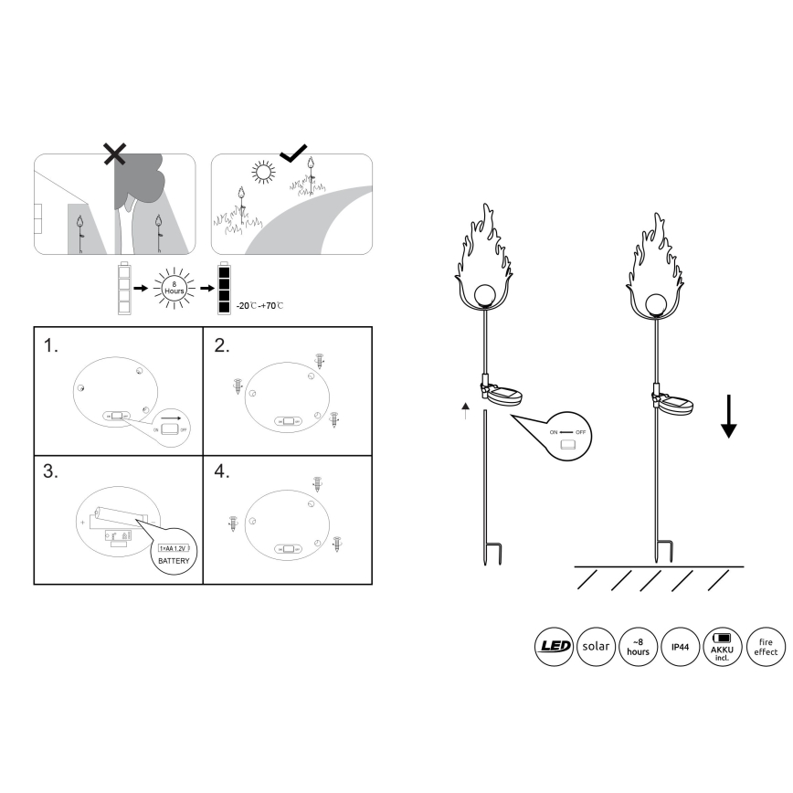 Globo - LED Solárne svietidlo LED/0,04W/3V IP44 600 mAh