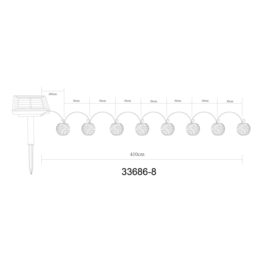 Globo - LED Solárna dekoračná reťaz 98xLED/0,1W/3V 410 cm IP44 600 mAh