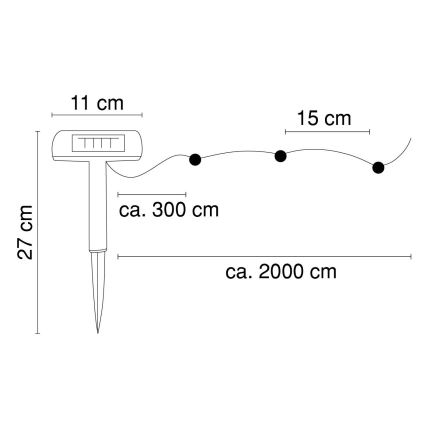 Globo - LED Solárna reťaz 20 m 120xLED/2,4V 2xAAA IP44 600 mAh