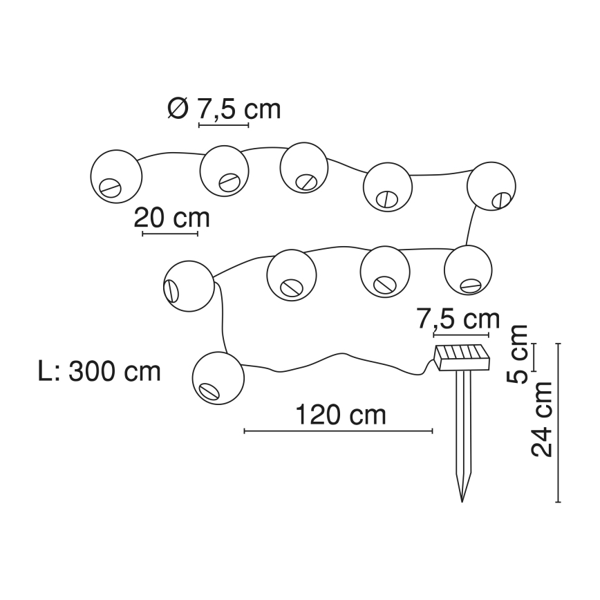 Globo - LED Solárna reťaz 10xLED/0,06W/1,2V IP44