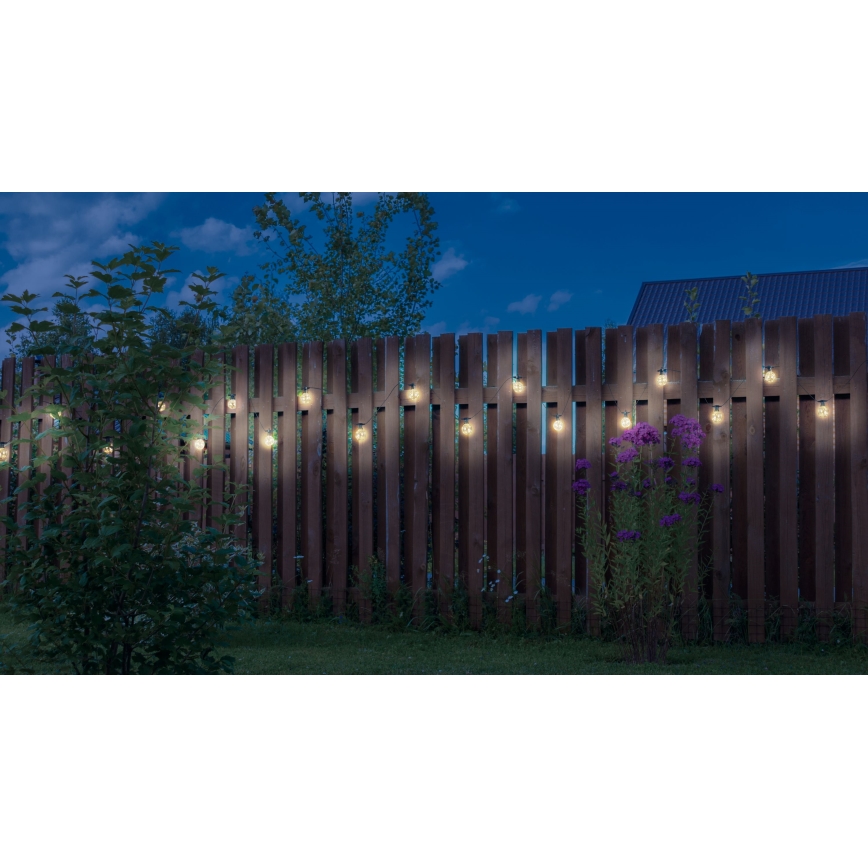 Globo - LED Vonkajšia dekoračná reťaz 10xLED/0,27W/230V 7,5 m IP44 čierna